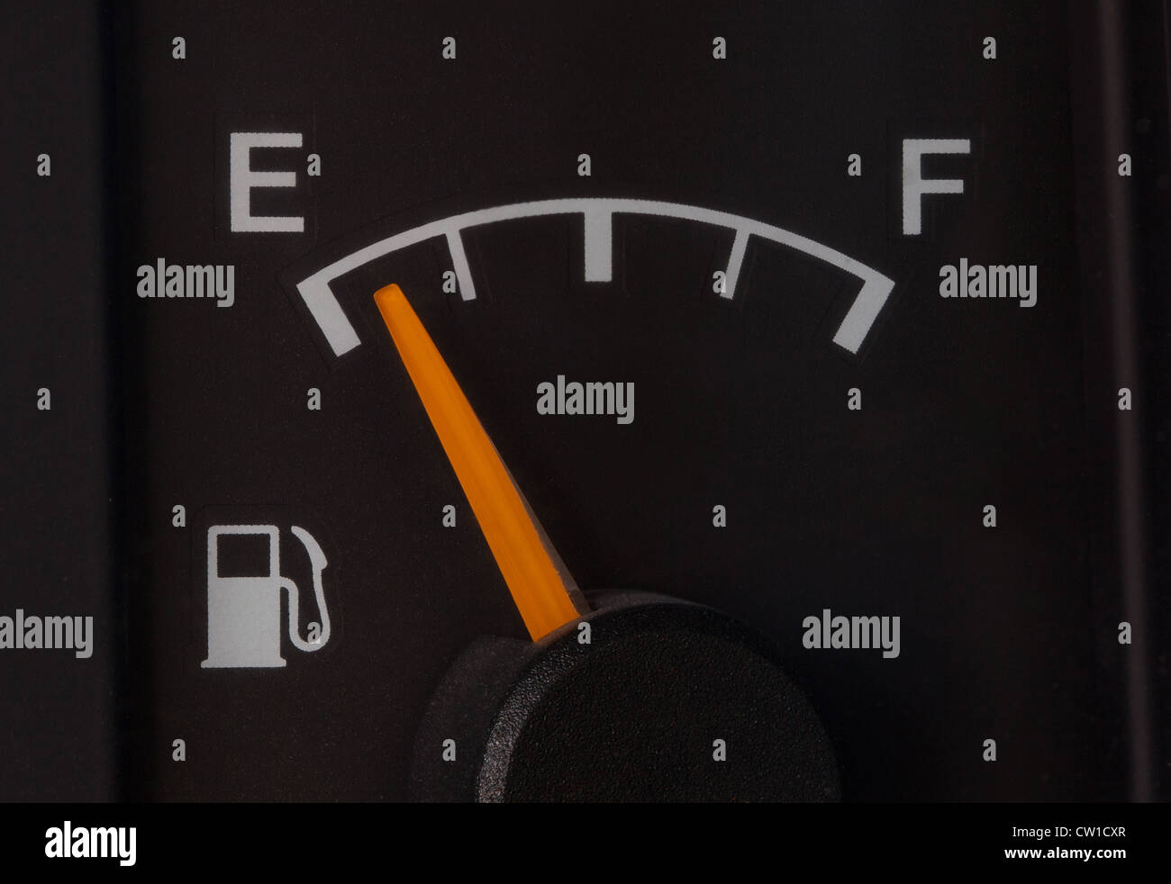 Fuel gauge showing close to empty Stock Photo Alamy