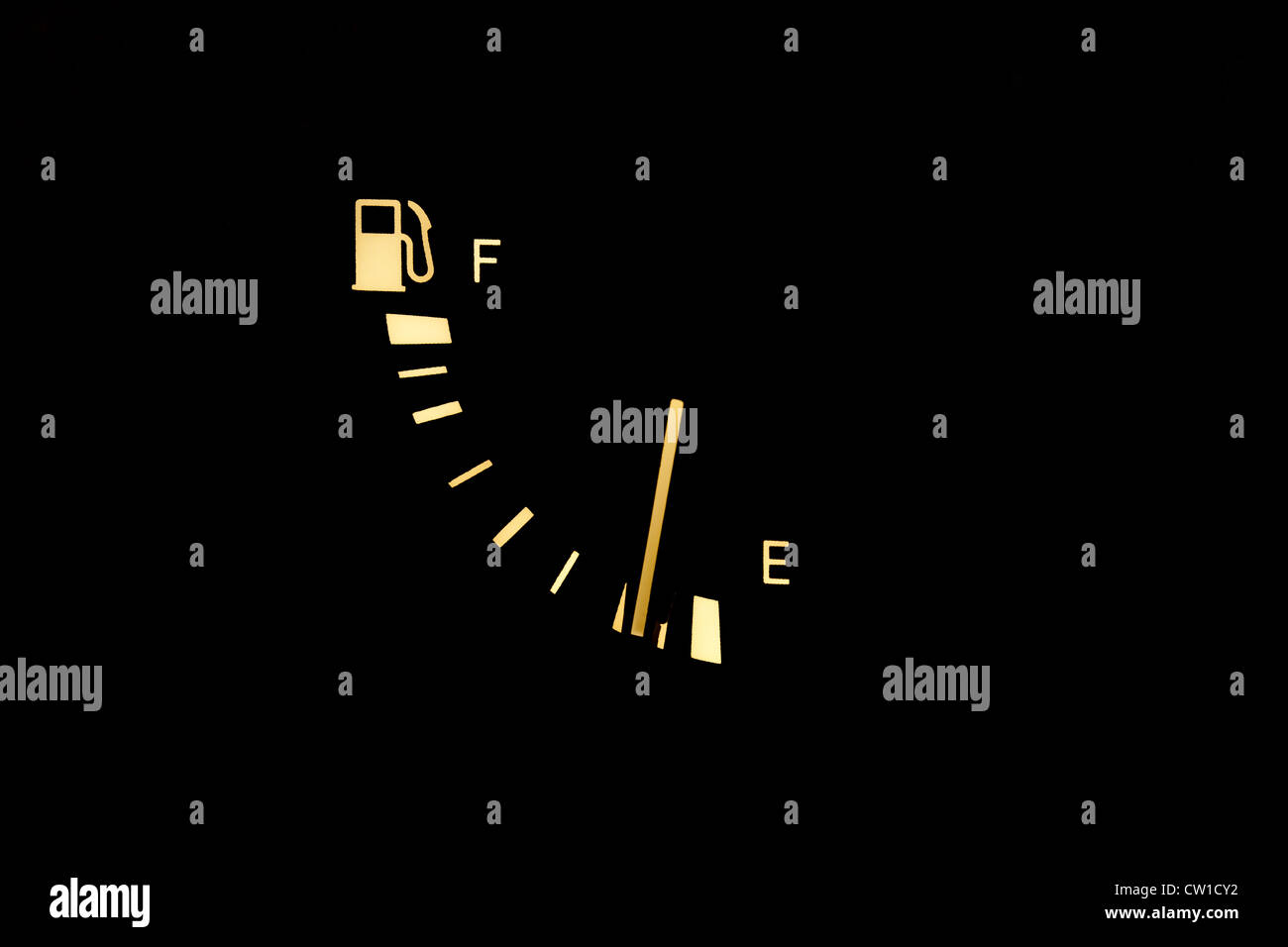 Fuel gauge showing close to empty Stock Photo Alamy