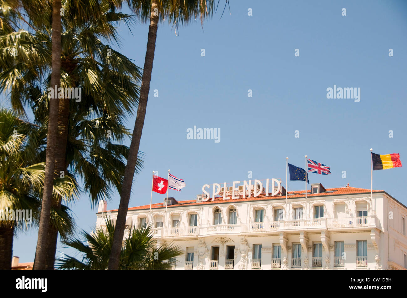 Cannes France famous hotel architecture sign neon old historic