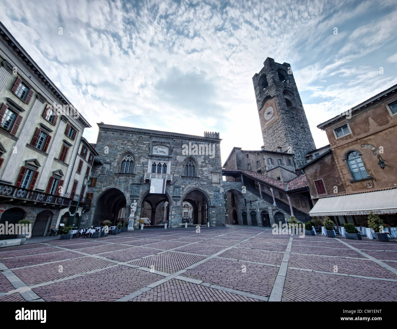 Bergamo old city, wide view Stock Photo