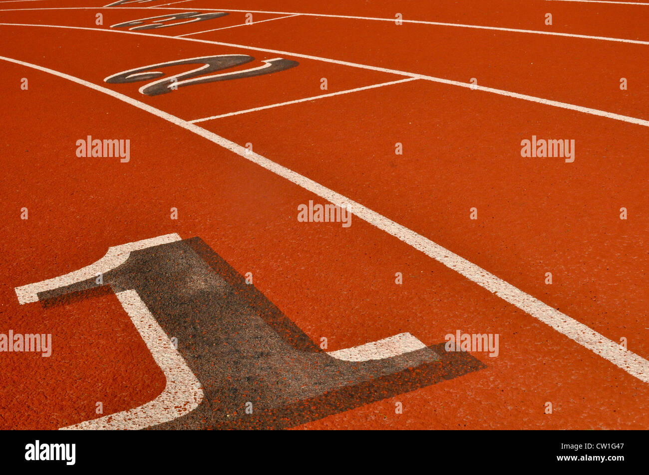 Head Start Red, White Running Track Background Stock Photo