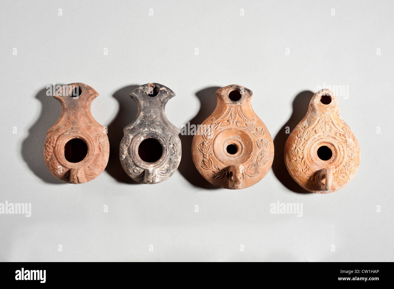 Terracotta oil lamps 1-2nd century CE Stock Photo