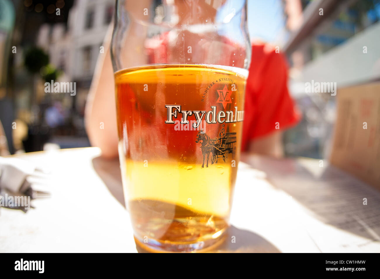 A glass of the Norwegian beer, Frydenlund Stock Photo - Alamy