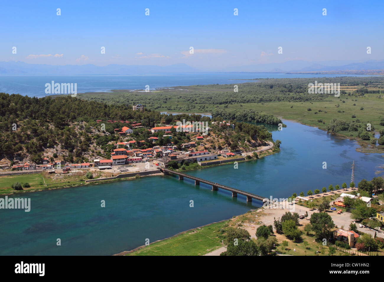 Albania Shkoder, river & Skadar lake from fort Stock Photo