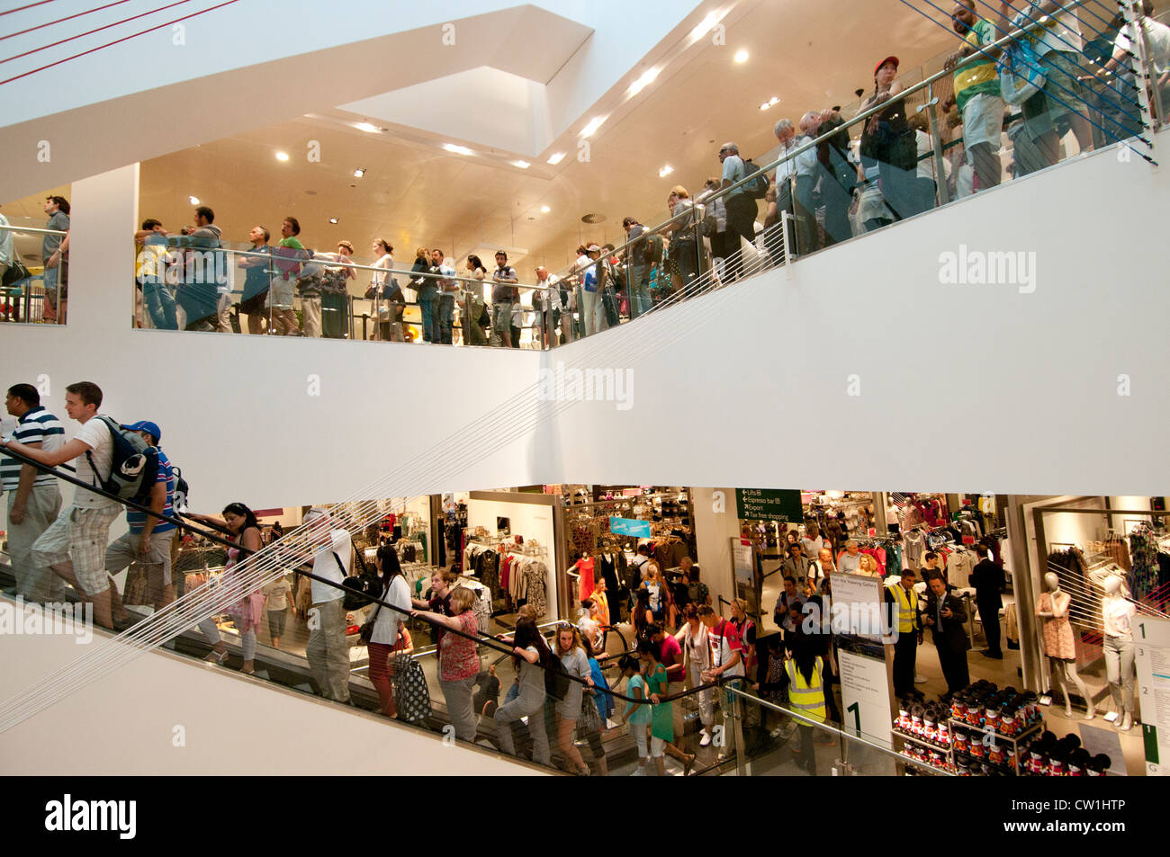 Westfield Shopping Centre Stratford. John Lewis shop. People queue to