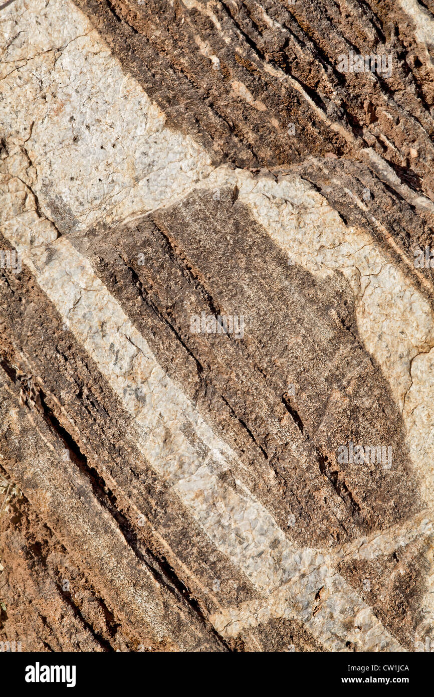 Shiva Devi in Kashmir Northern India for the mountainside rock texture with marbling streaks Stock Photo
