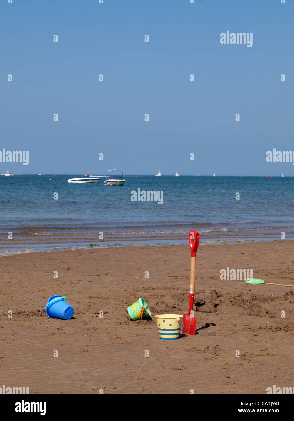 Bucket and spade on the beach, Instow, Devon, UK Stock Photo Alamy