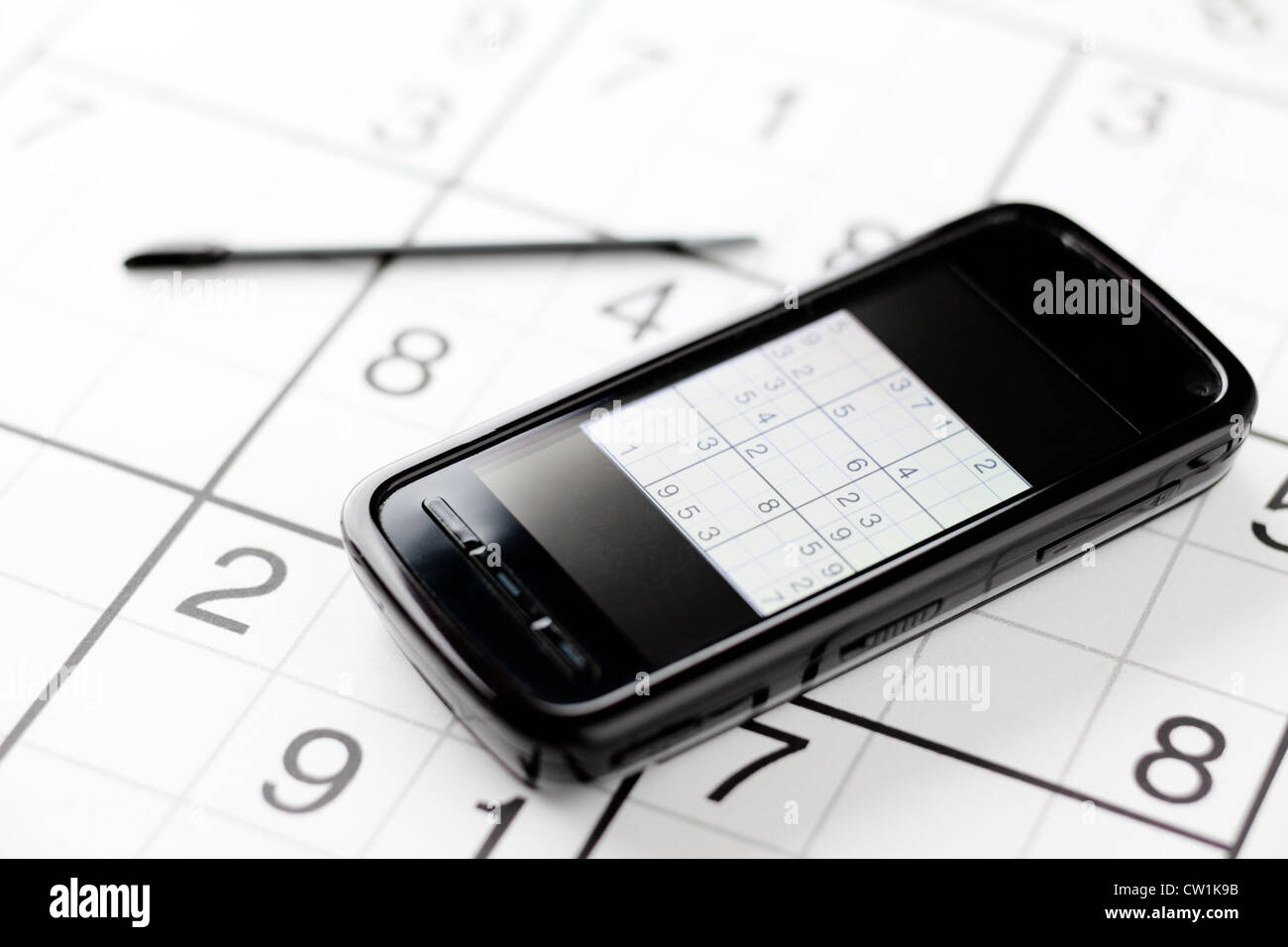 Sudoku Game on Smartphone Stock Photo