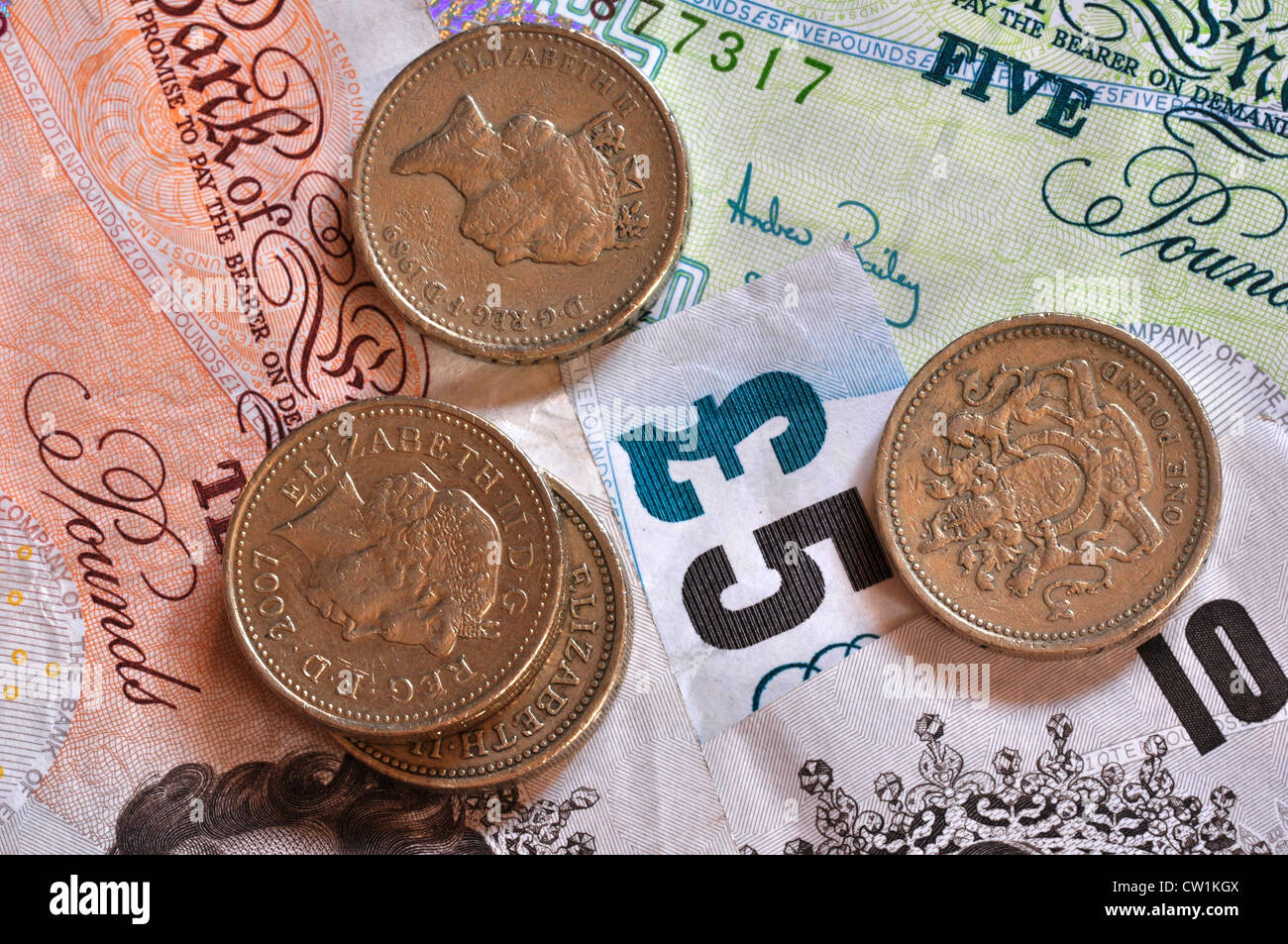 Money - notes and coins UK Stock Photo