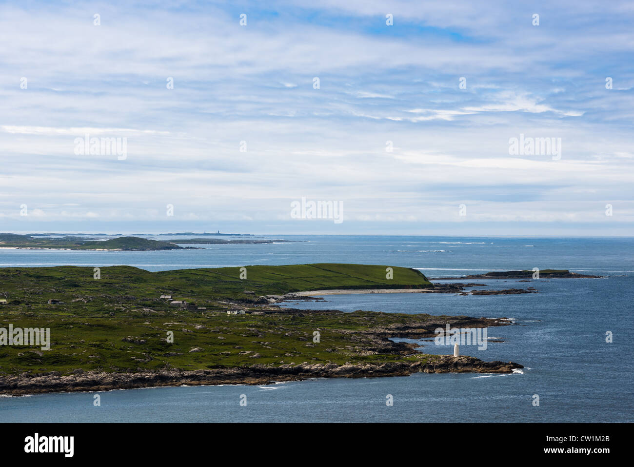 View from 'Sky Road' on County Galway's west coast near Clifden, Republic of Ireland. Stock Photo