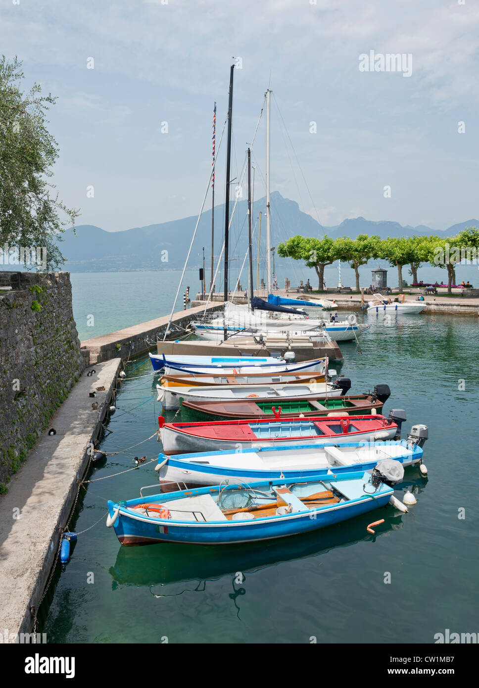 Harbor at Garda VIllage on Lake Garda near Sirmione Italy Stock ...