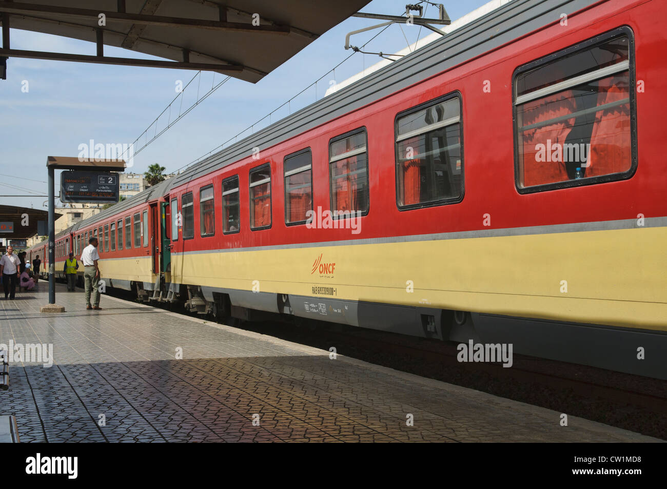 train pulling out of the station in Casablanca, Morocco Stock Photo