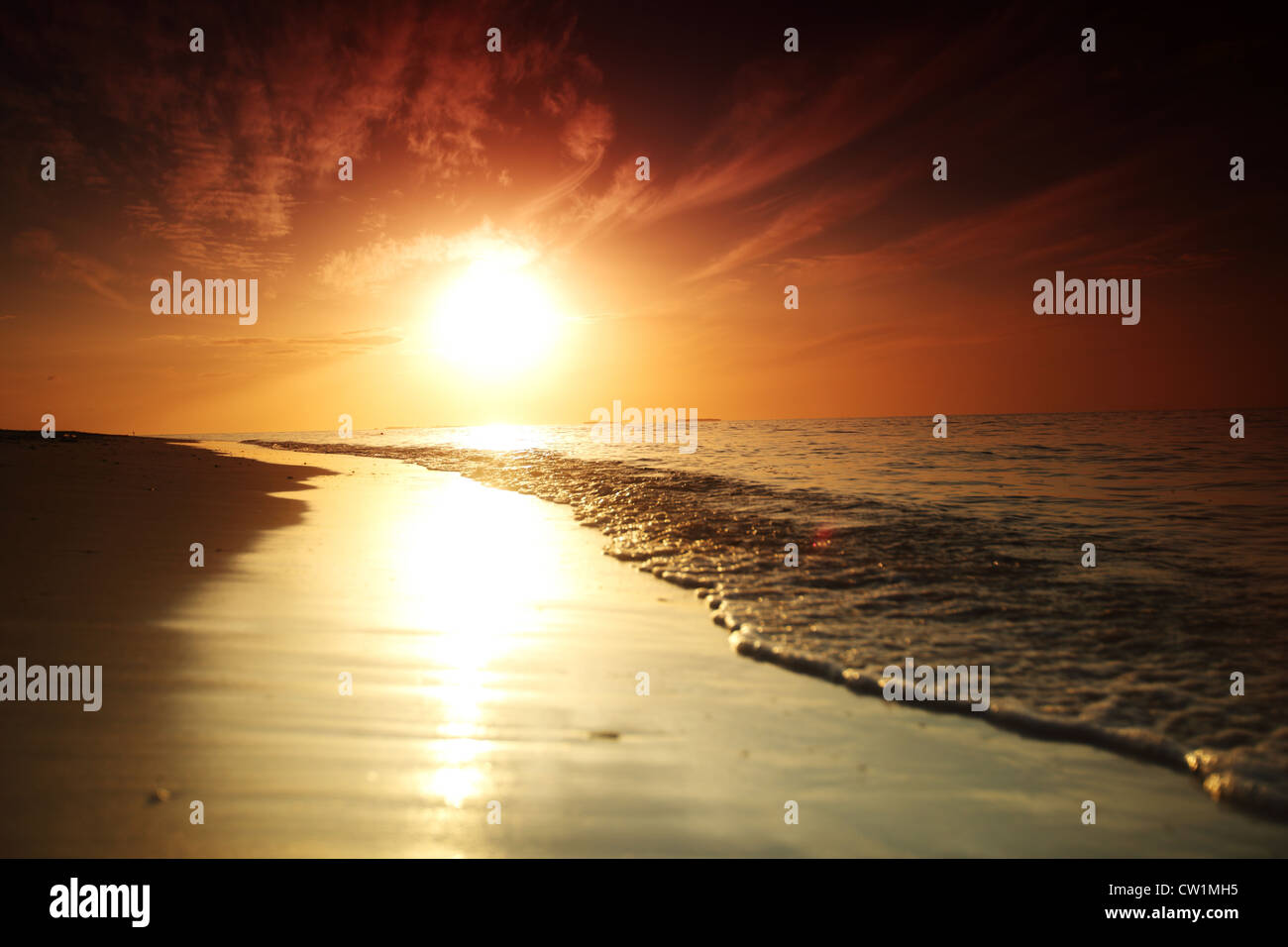 sunset on the sea beach Stock Photo - Alamy