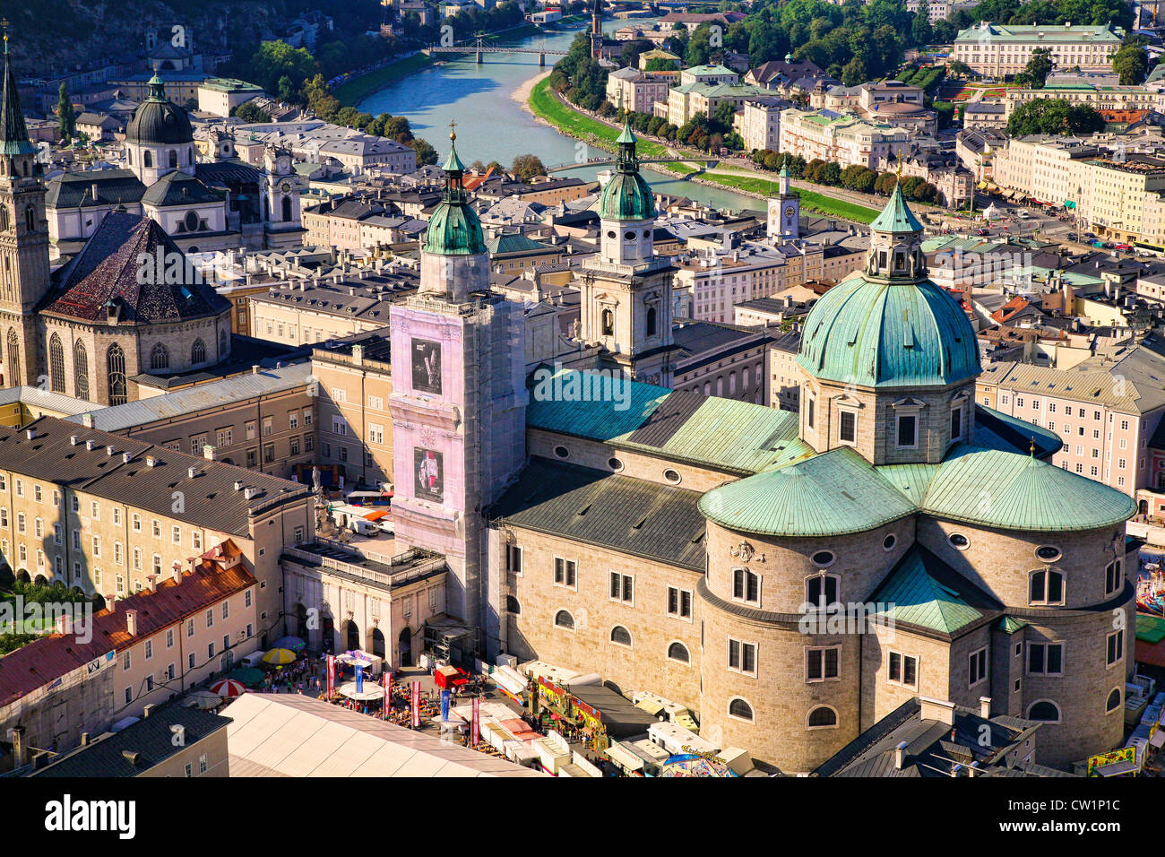 Salzburg;Austria;Europe;General view of downtown Salzburg and the ...