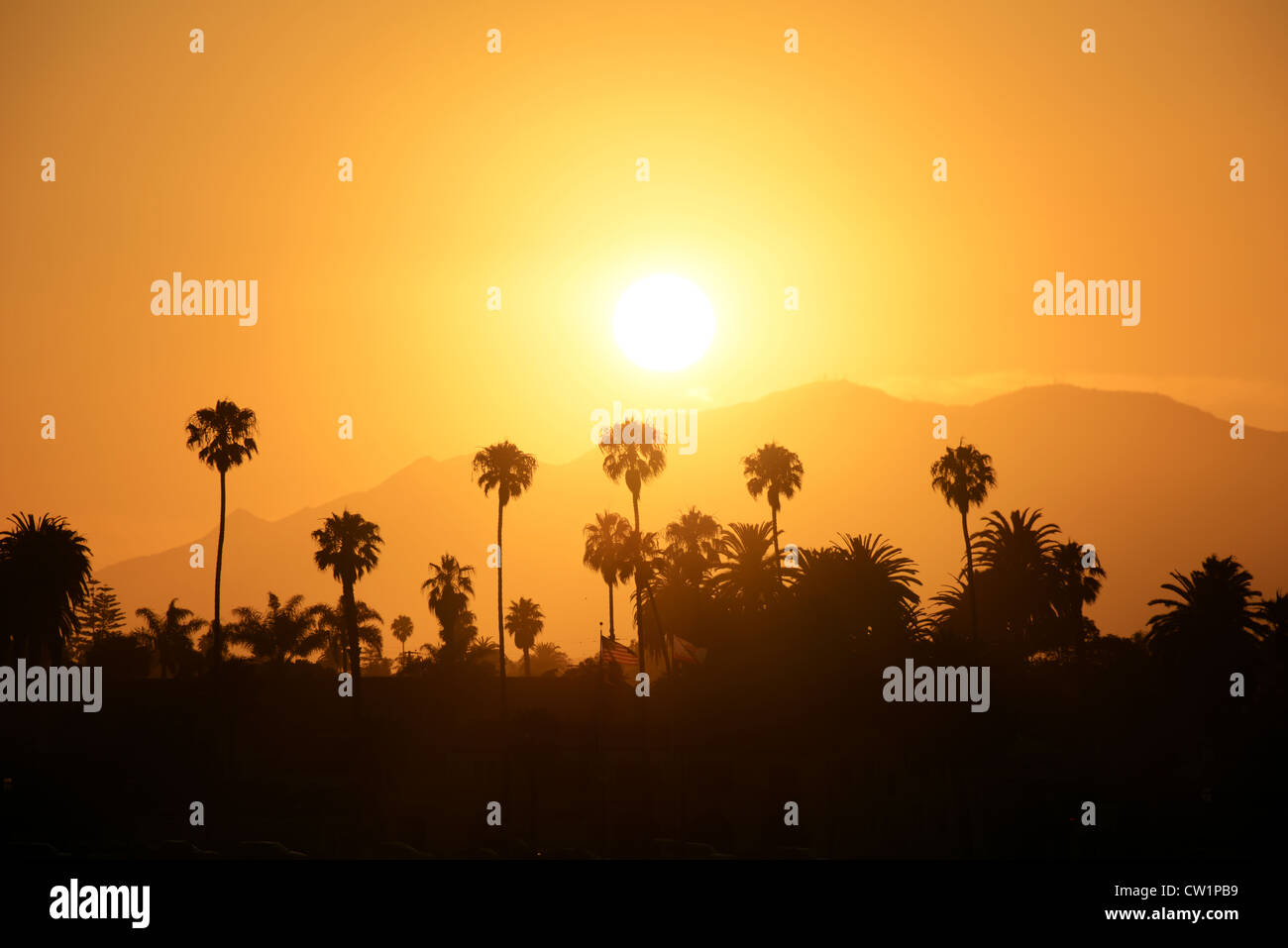 Sunset at Santa Barbara, California. Stock Photo
