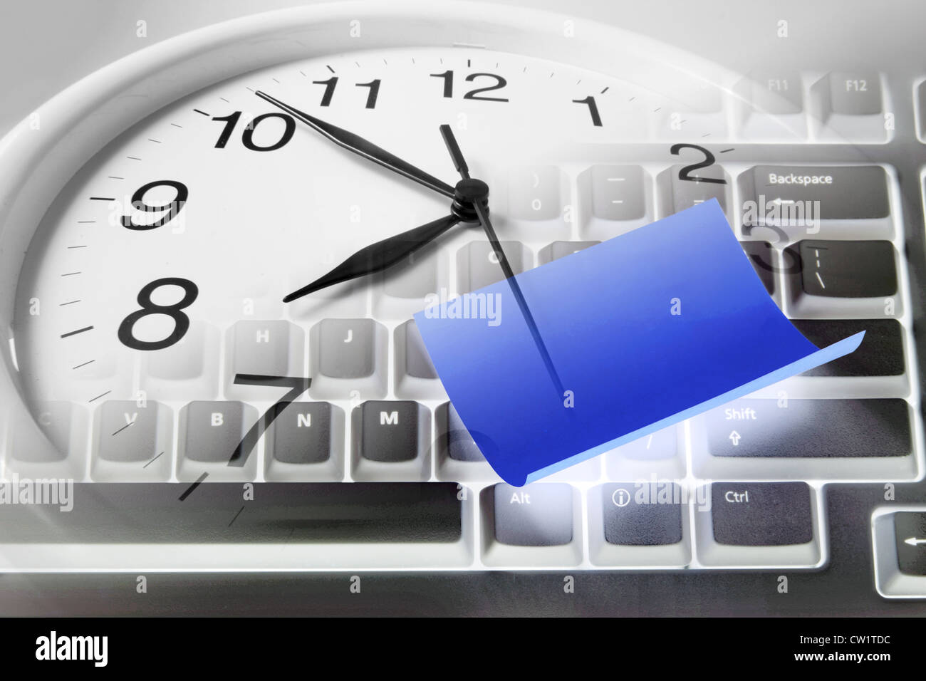 Clock and Computer Keyboard Stock Photo Alamy