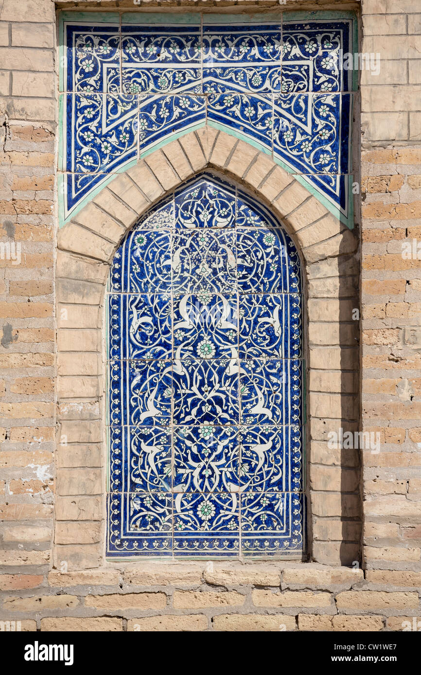 detail of tilework on facade, Matniyaz Divanbegi Madrasah, Khiva