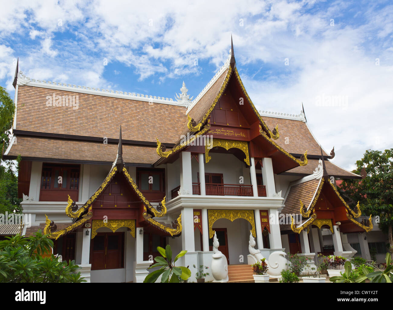 Northern Thai Art and Architecture of Building. Stock Photo