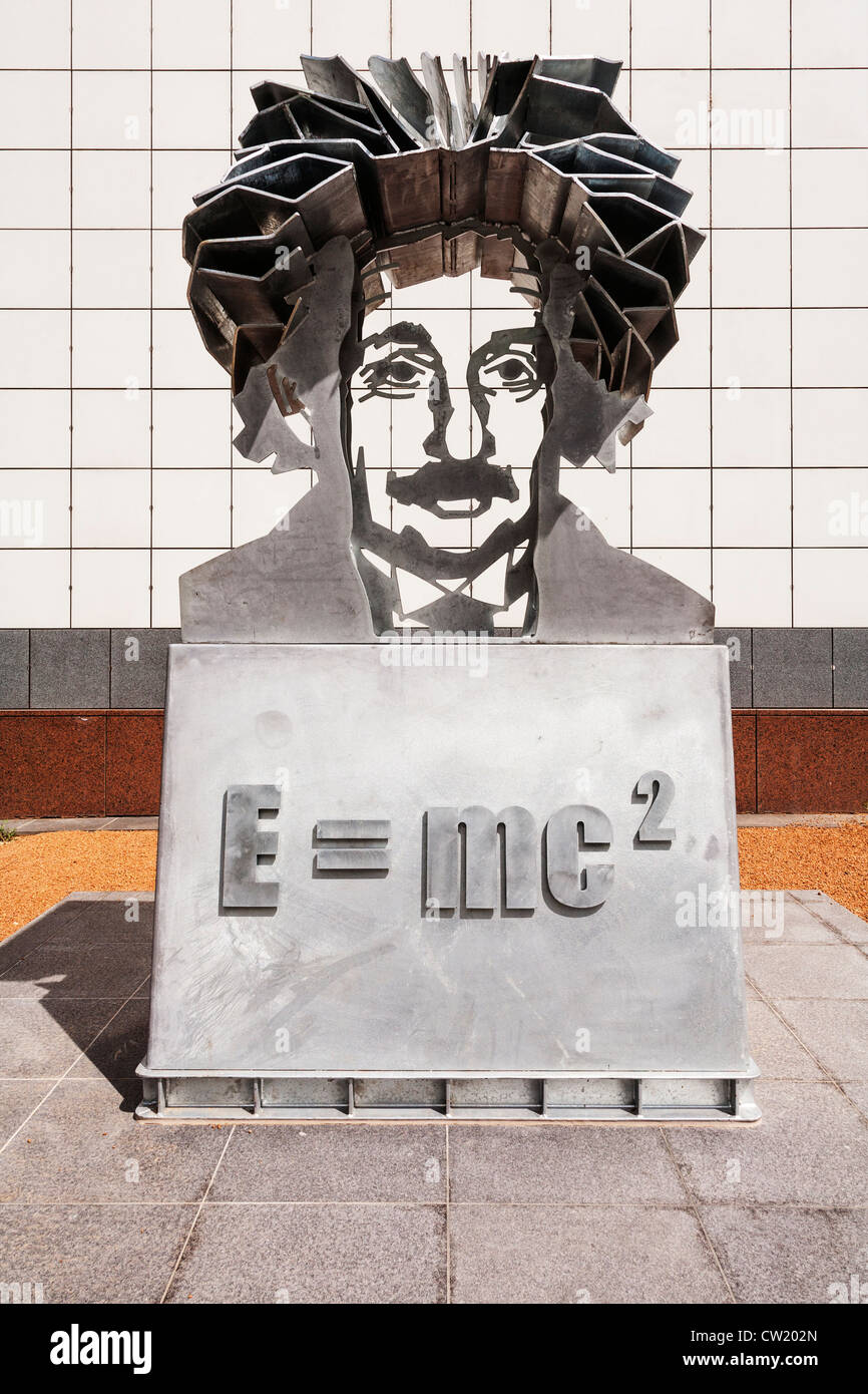 Sculpture of Albert Einstein at Questacon, the National Science and Technology Centre, Canberra, Australia. Stock Photo
