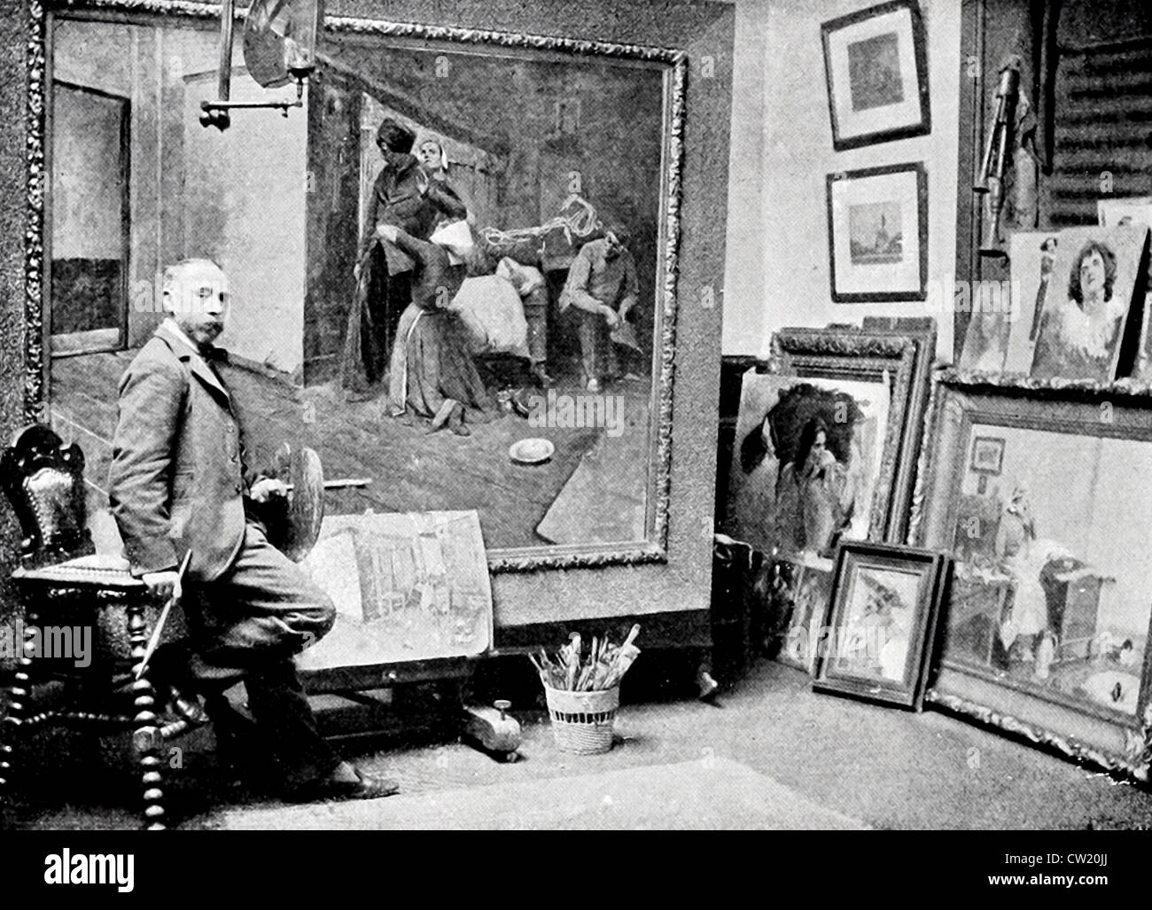 Carl Jacoby in his studio in Brussels Stock Photo