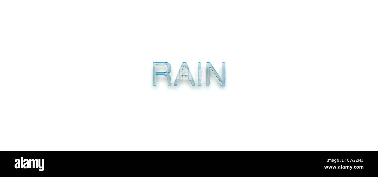 3D Key Word 'RAIN' Glass Style Stock Photo