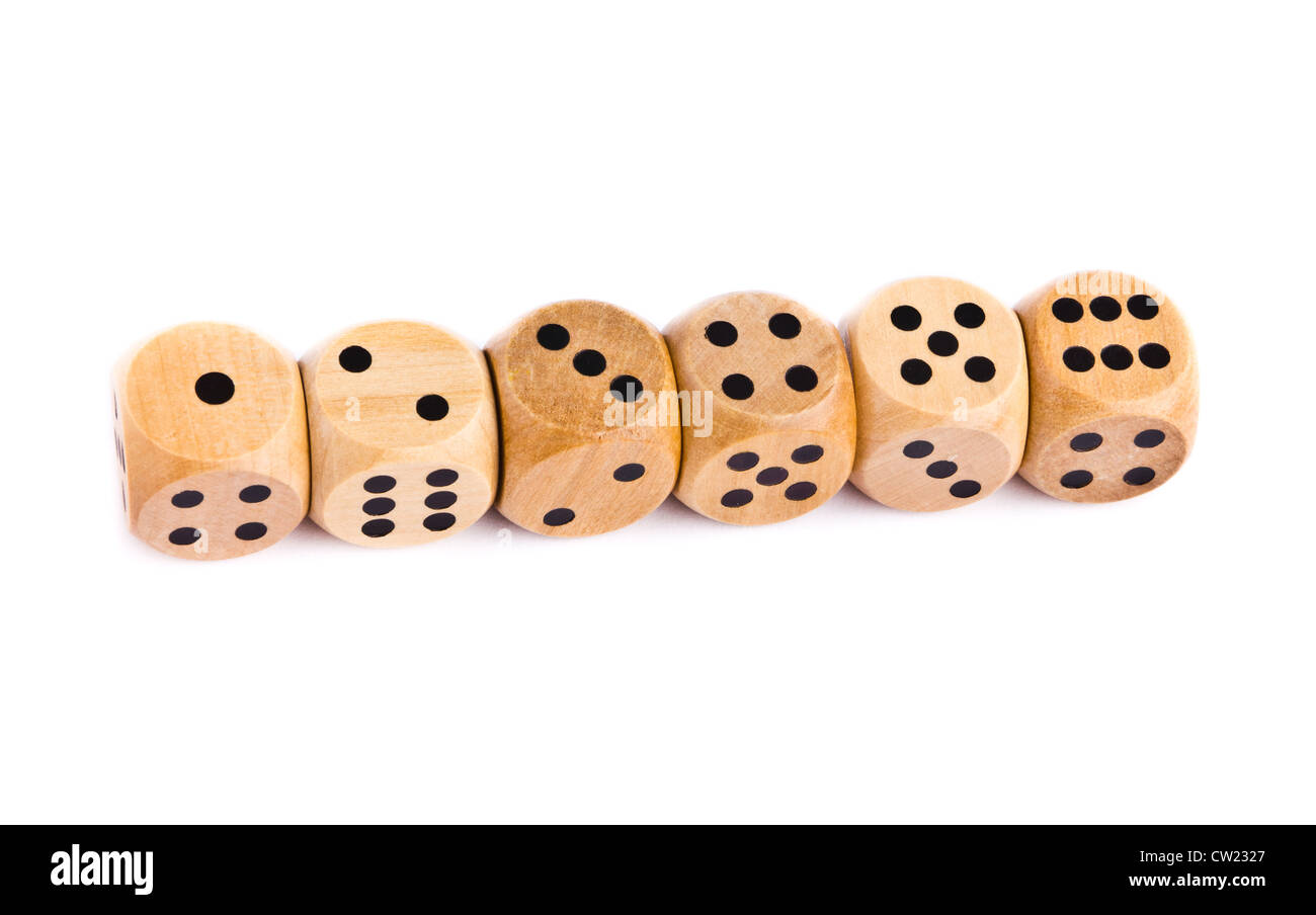 Wooden dice for board game isolated on white background Stock Photo - Alamy
