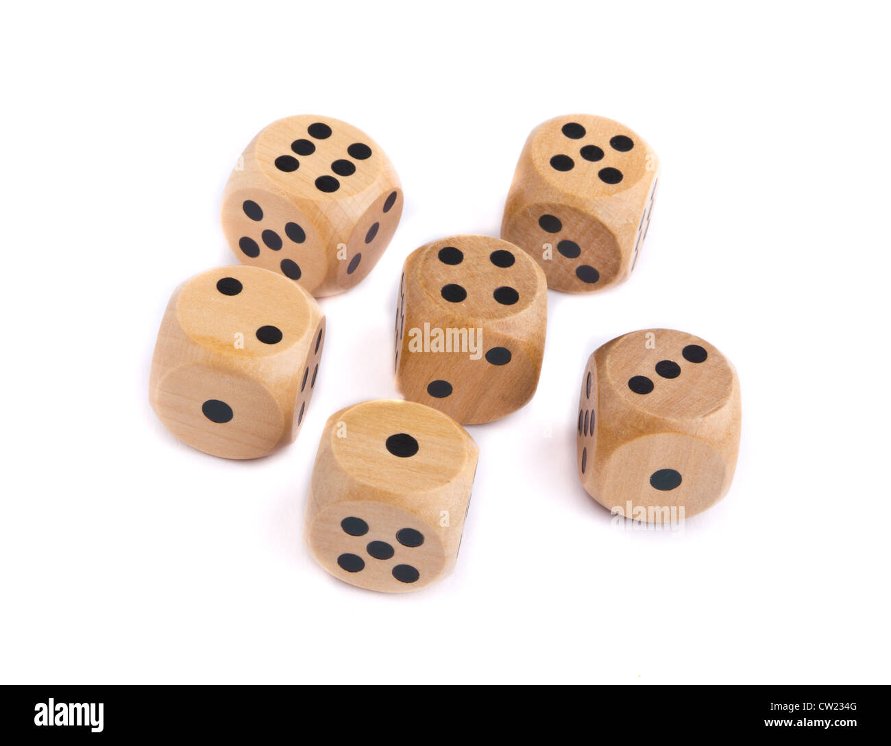 Wooden dice for board game isolated on white background Stock Photo - Alamy