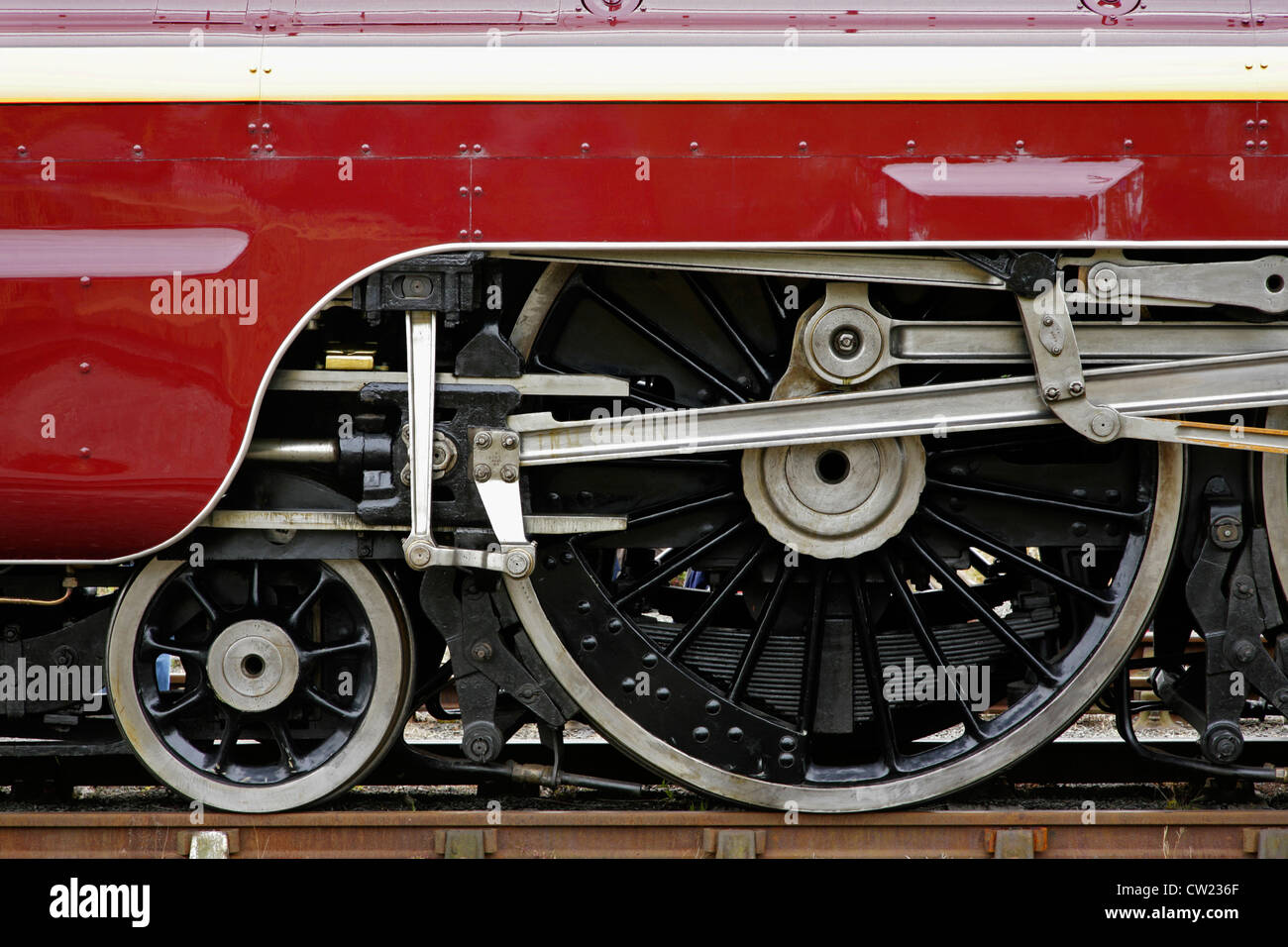Connecting rods and valvegear of preserved LMS steam 6229 "Duchess of Hamilton Stock