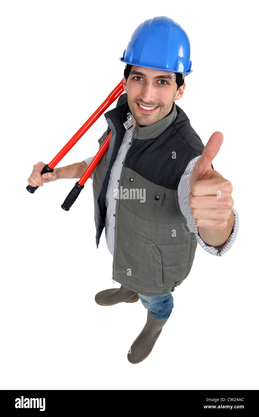 craftsman making a thumps up sign Stock Photo