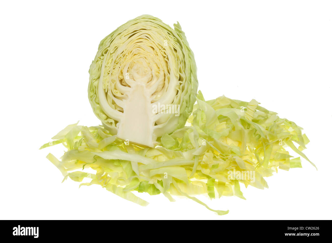 Sliced white cabbage isolated against white Stock Photo