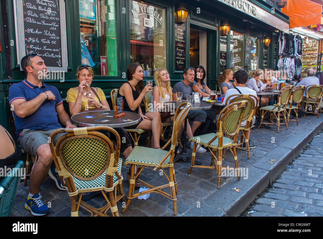Paris, France, Crowd Tourists, Women, Sharing Drinks in French Bistro