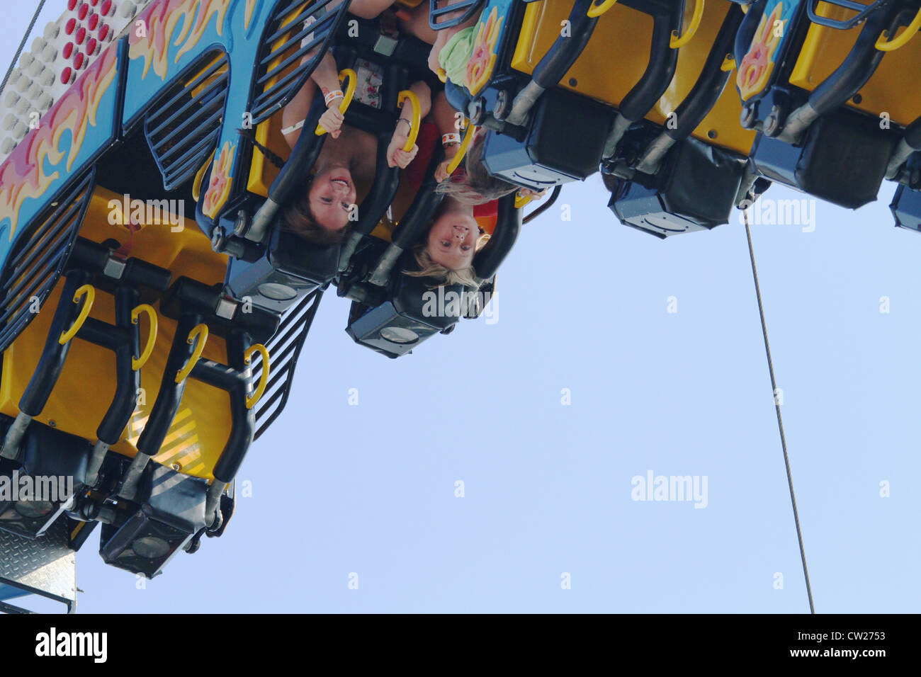 Riding a carnival ride. Upside down. Canfield Fair. Mahoning County