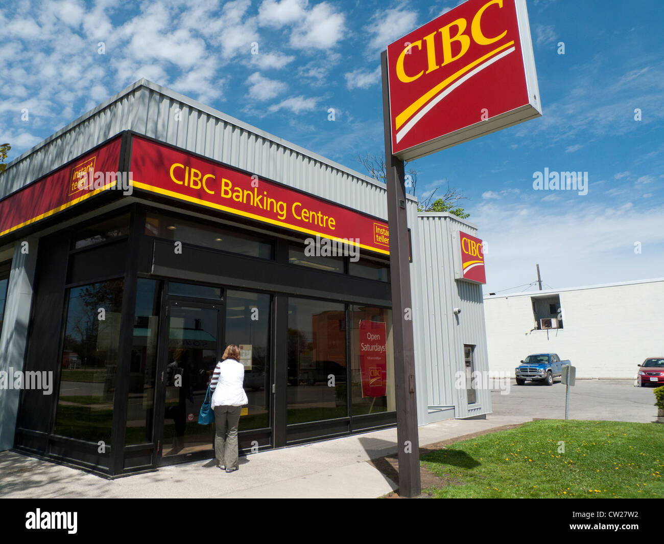 The exterior of CIBC CANADIAN IMPERIAL BANK OF COMMERCE bank Fort Erie Ontario Canada Stock Photo