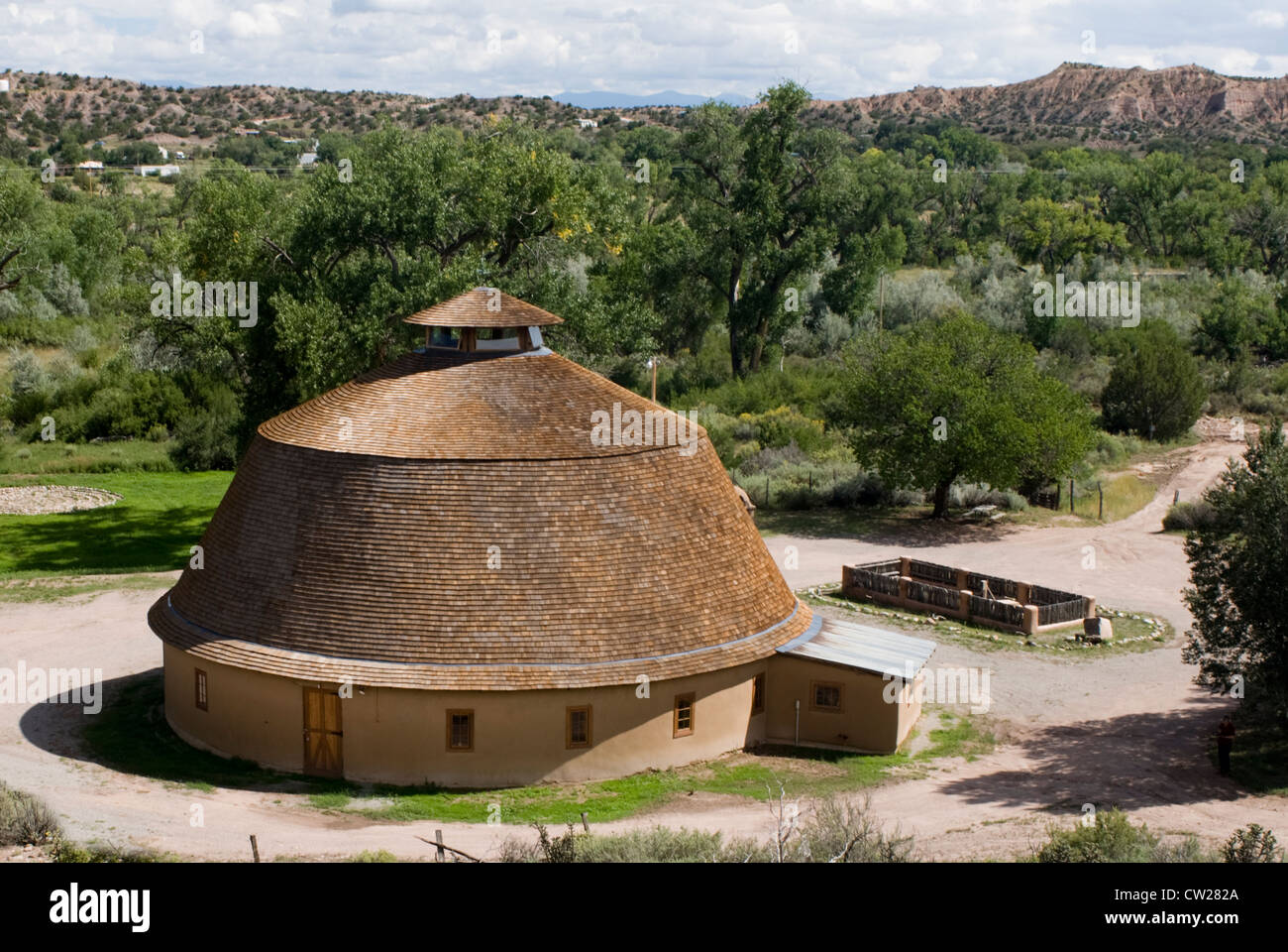 Round Barn:  Ojo Caliente, Mineral Springs, New Mexico Stock Photo