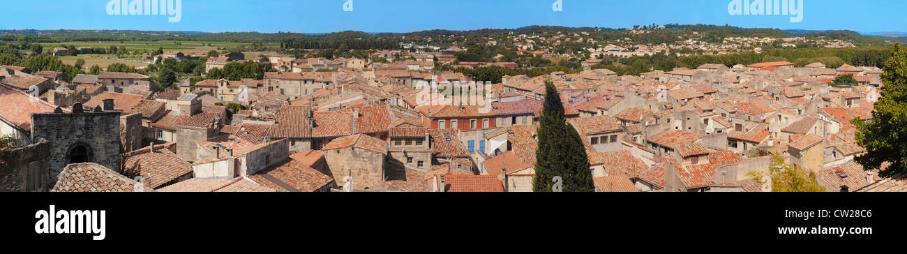typical roof of the village of Sommieres, in the gard, France Stock Photo