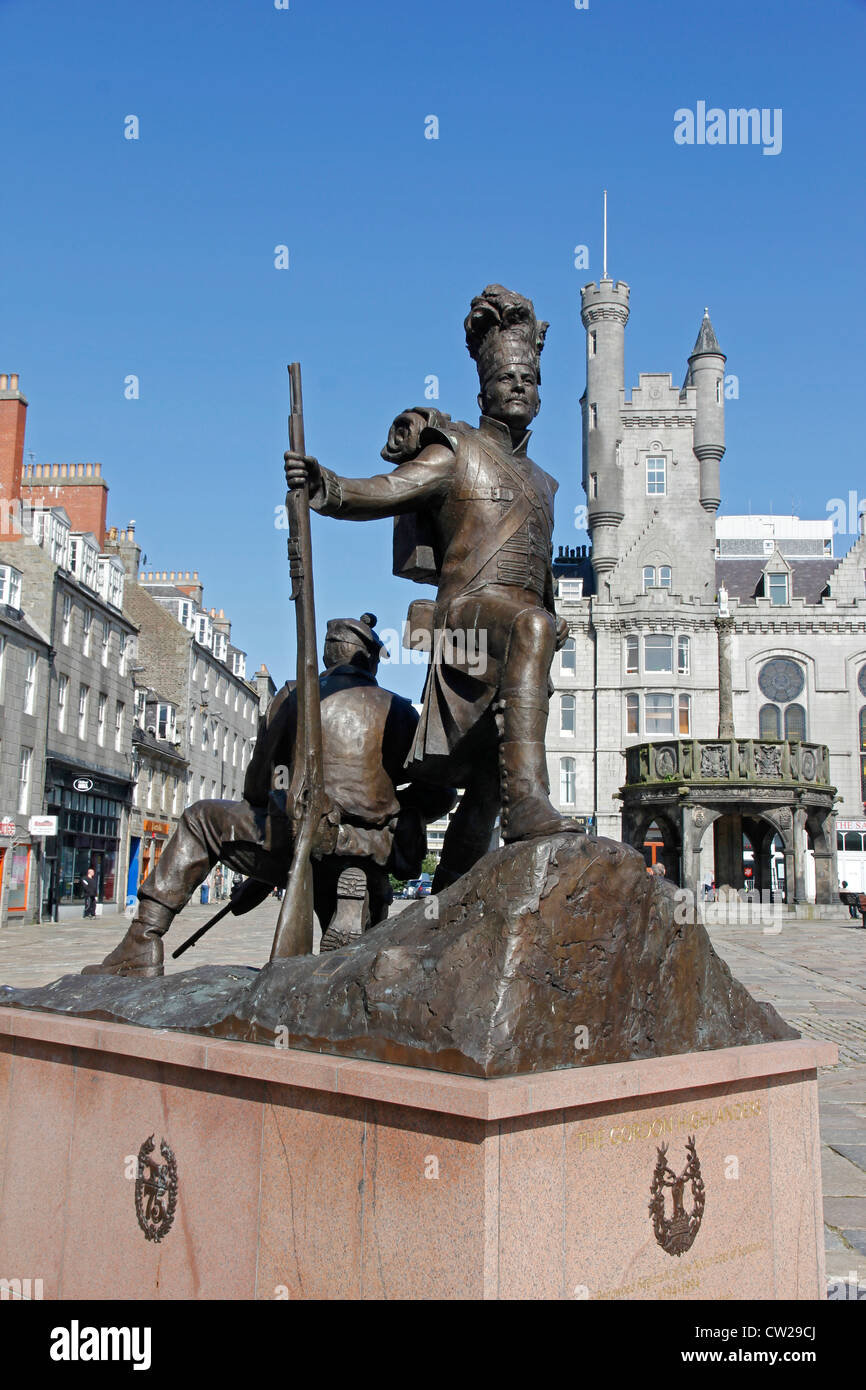 Gordon Highlander's Statue, Castlegate, Aberdeen Stock Photo