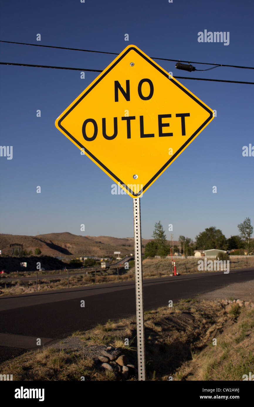 no outlet yellow road hazard sign Stock Photo Alamy