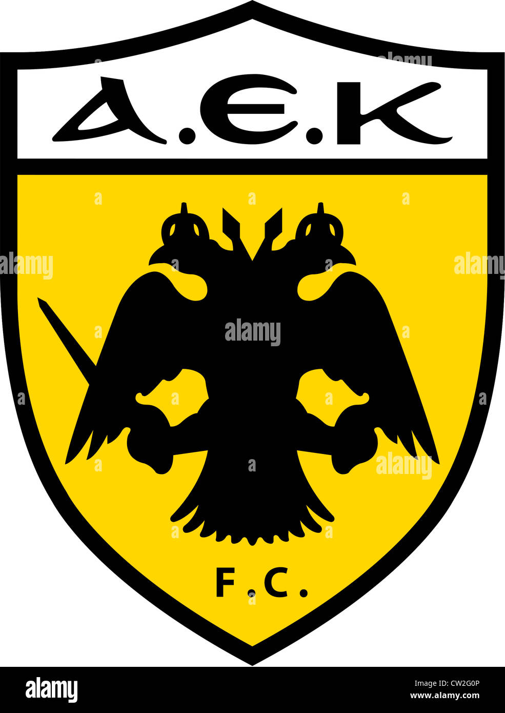 Logo of Greek football team AEK Athens FC. Stock Photo