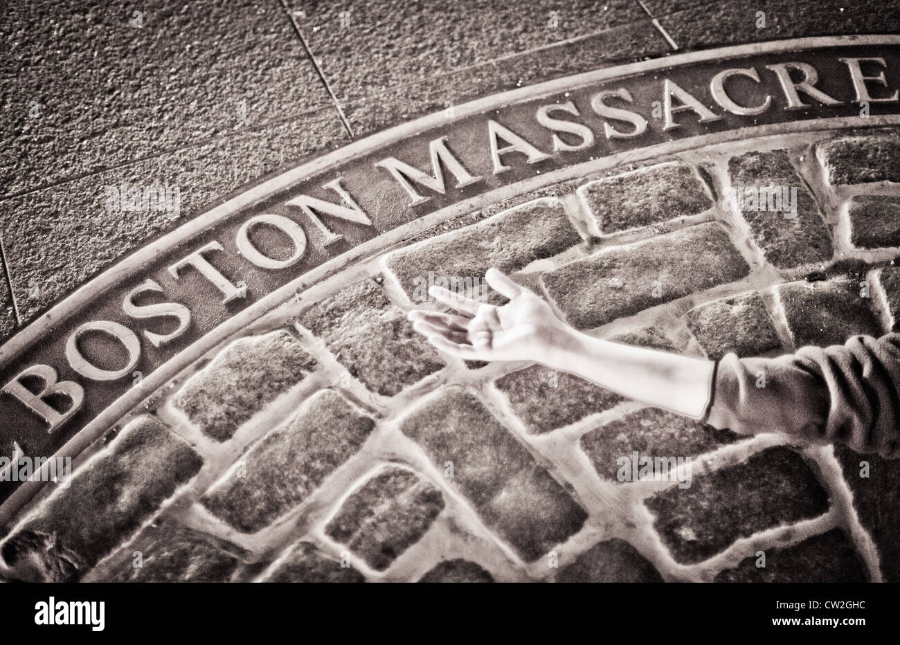 Plaque for Boston Massacre in Boston Mass. USA Stock Photo
