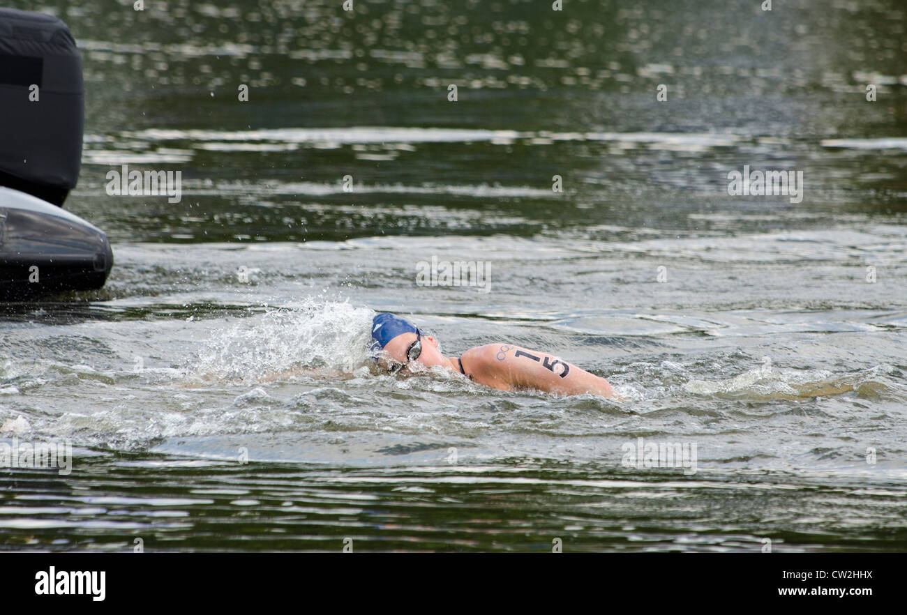 Kerri- Anne Payne Team GB, Women's 10km open water marathon swim London 2012 Olympics Hyde Park Serpentine lake, London Uk Stock Photo