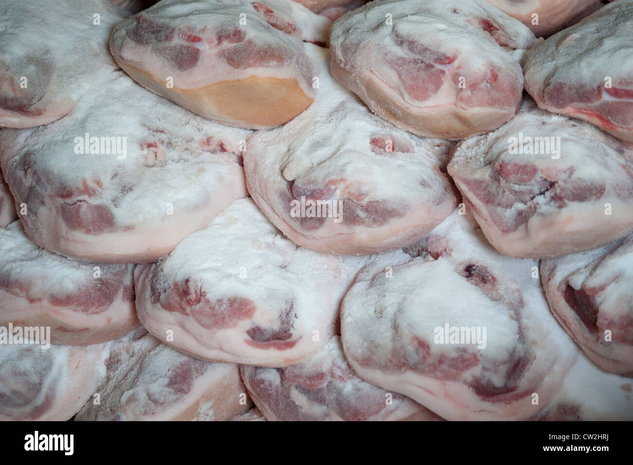 Pile of salt cured hams  Stock Photo