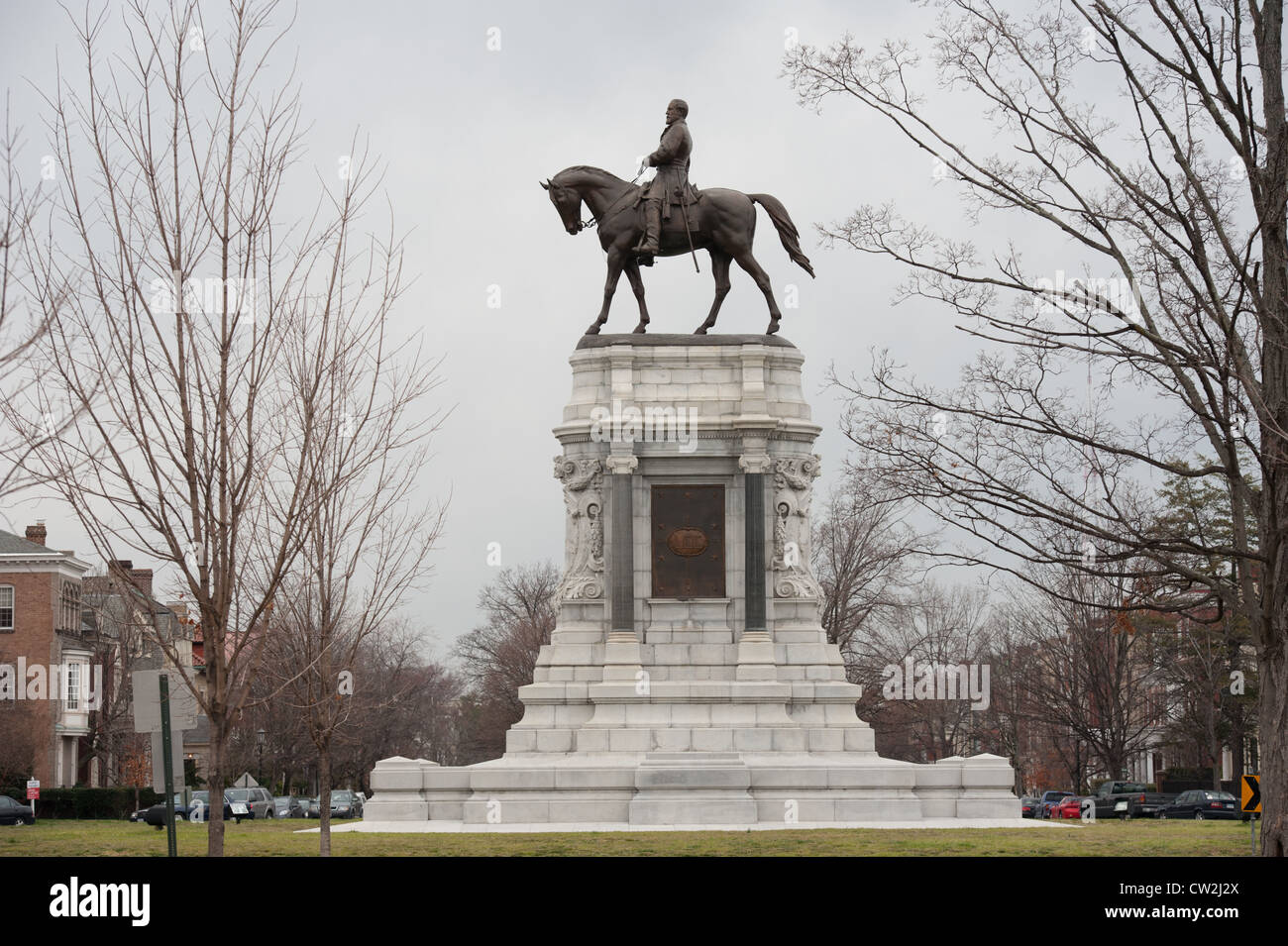 Statue of War hero on Monument Avenue in Richmond Virginia Stock Photo