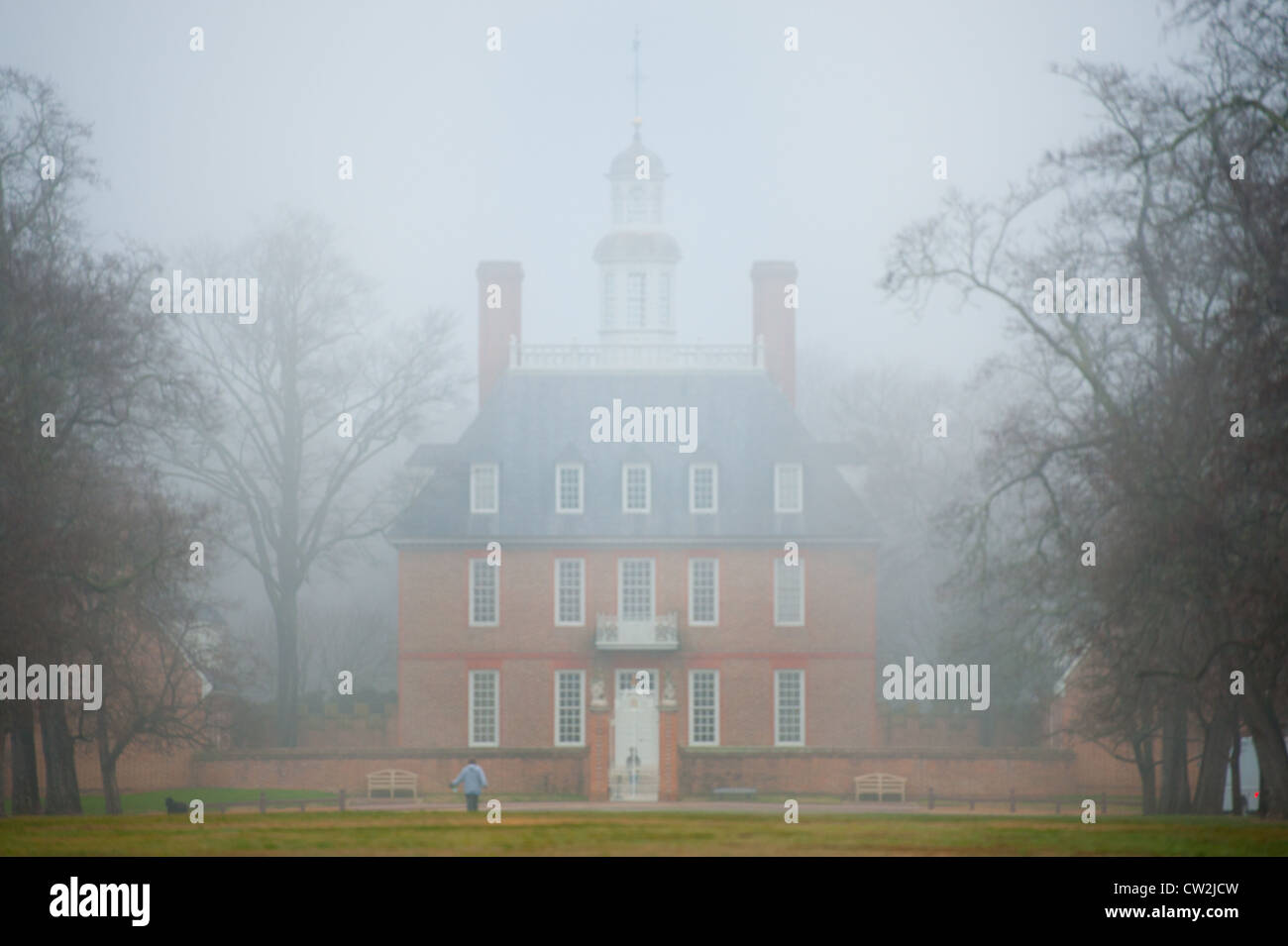 Colonial Williamsburg, VA in fog Stock Photo Alamy