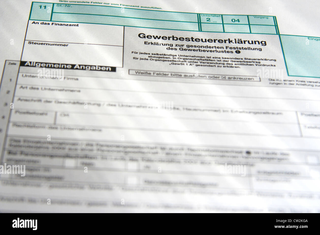 Berlin, tax form for business tax declaration Stock Photo Alamy