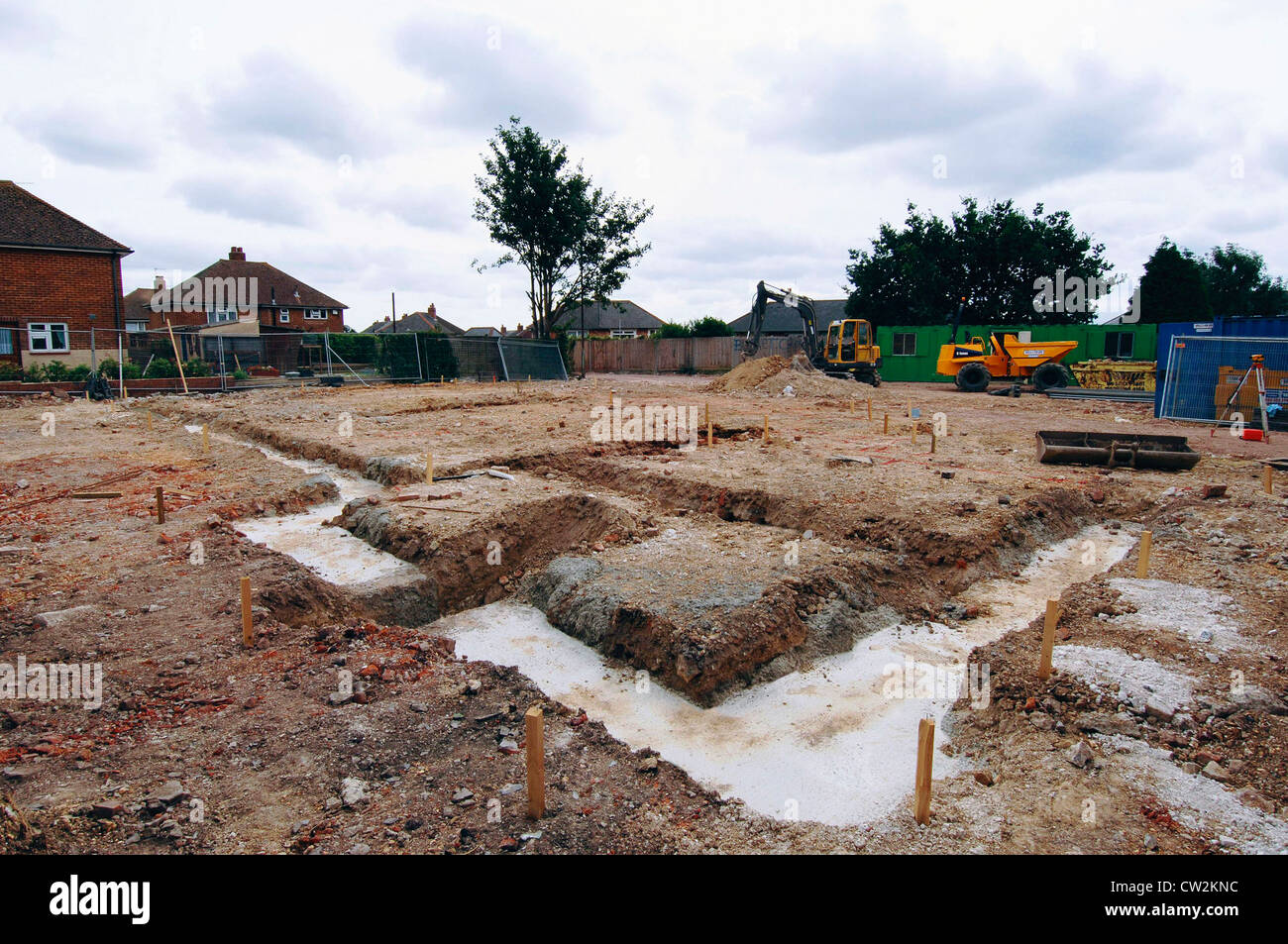 Concrete foundations housing development, UK Stock Photo Alamy
