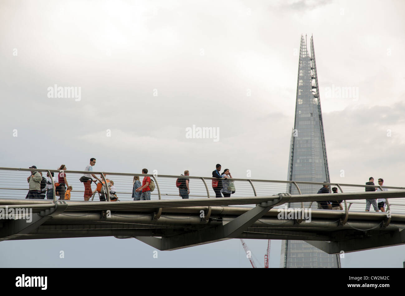 The Shard and the Millennium bridge - London, England Stock Photo