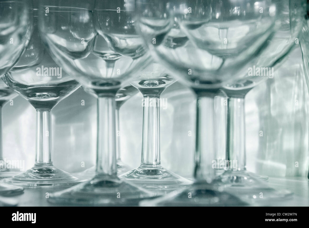 A group of wine glasses Stock Photo