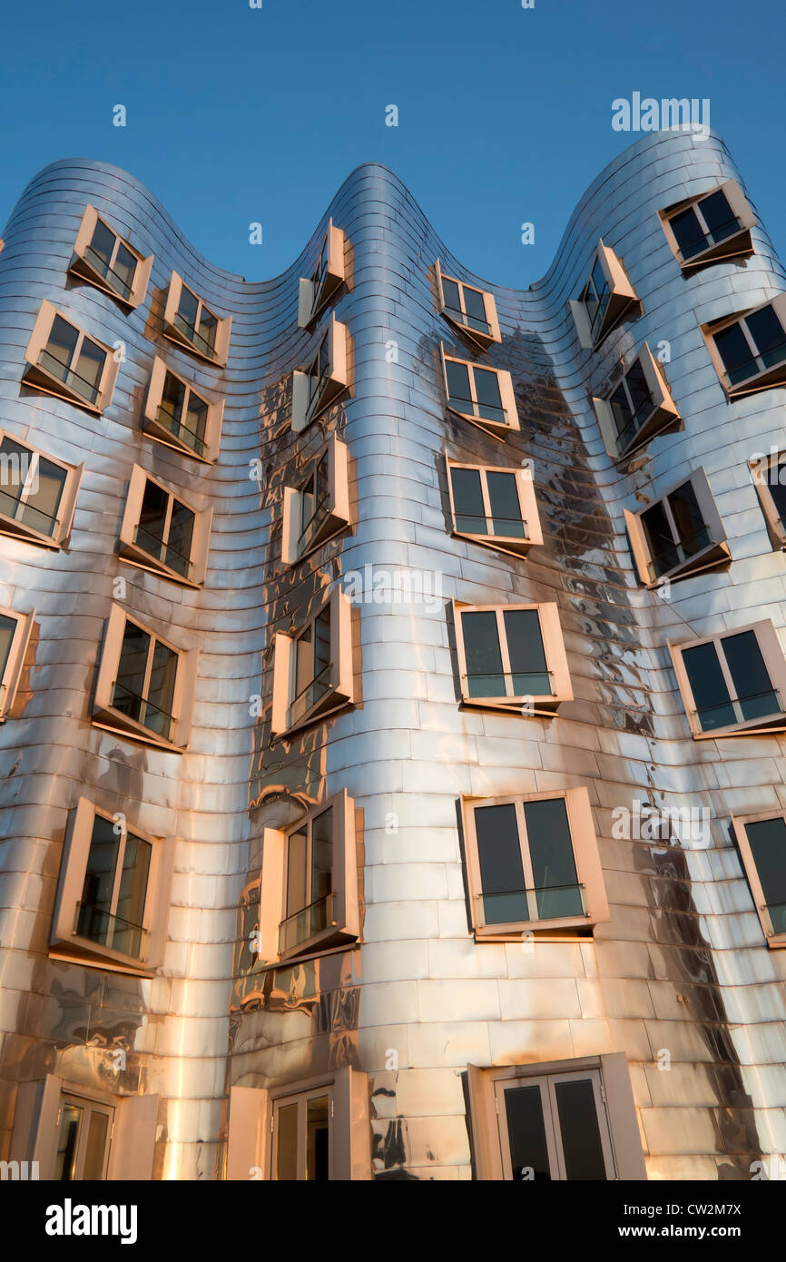 Neuer Zollhof buildings designed by Frank Gehry in Medienhafen in Düsseldorf Germany Stock Photo