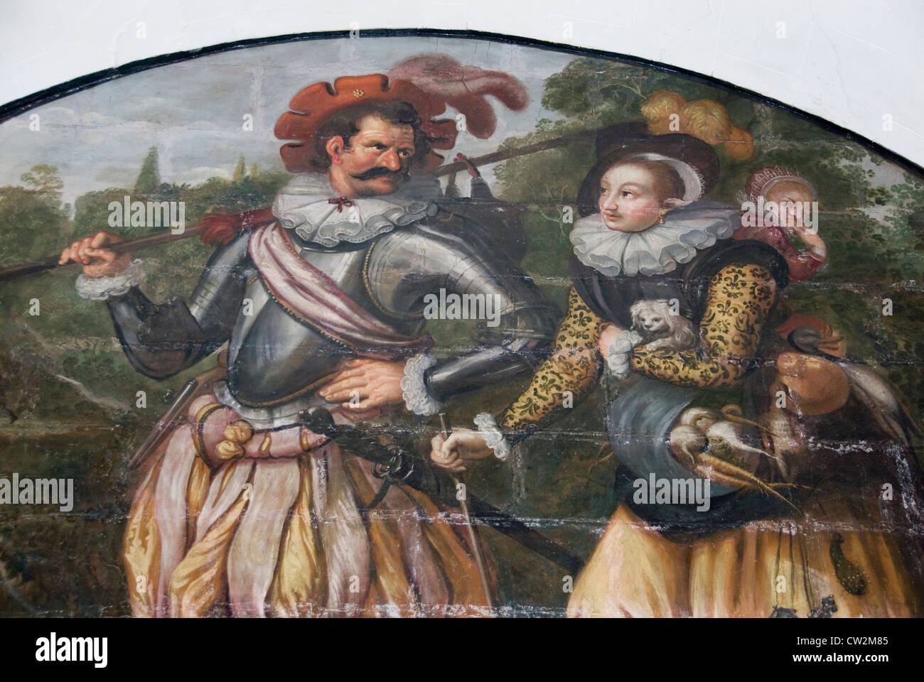 Wall Painting Depicting the Renaissance Humour Choleric, Little Castle, Bolsover Castle, Derbyshire, UK Stock Photo