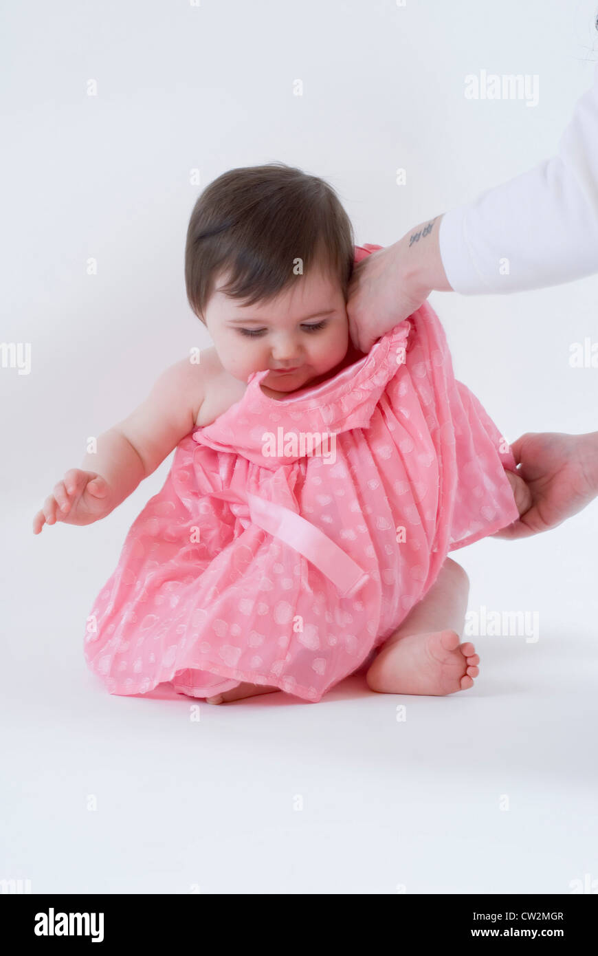 baby girl pink frilly dress